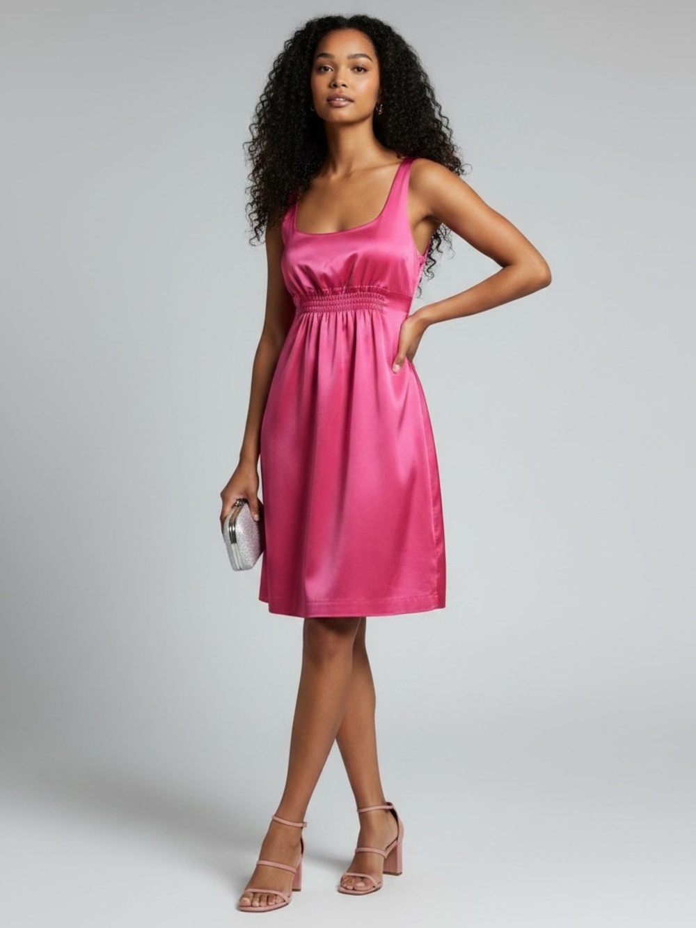 BCBGeneration bright pink satin sleeveless dress